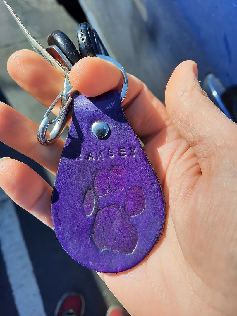 Purple Ramsey Leopard Print Key Chain